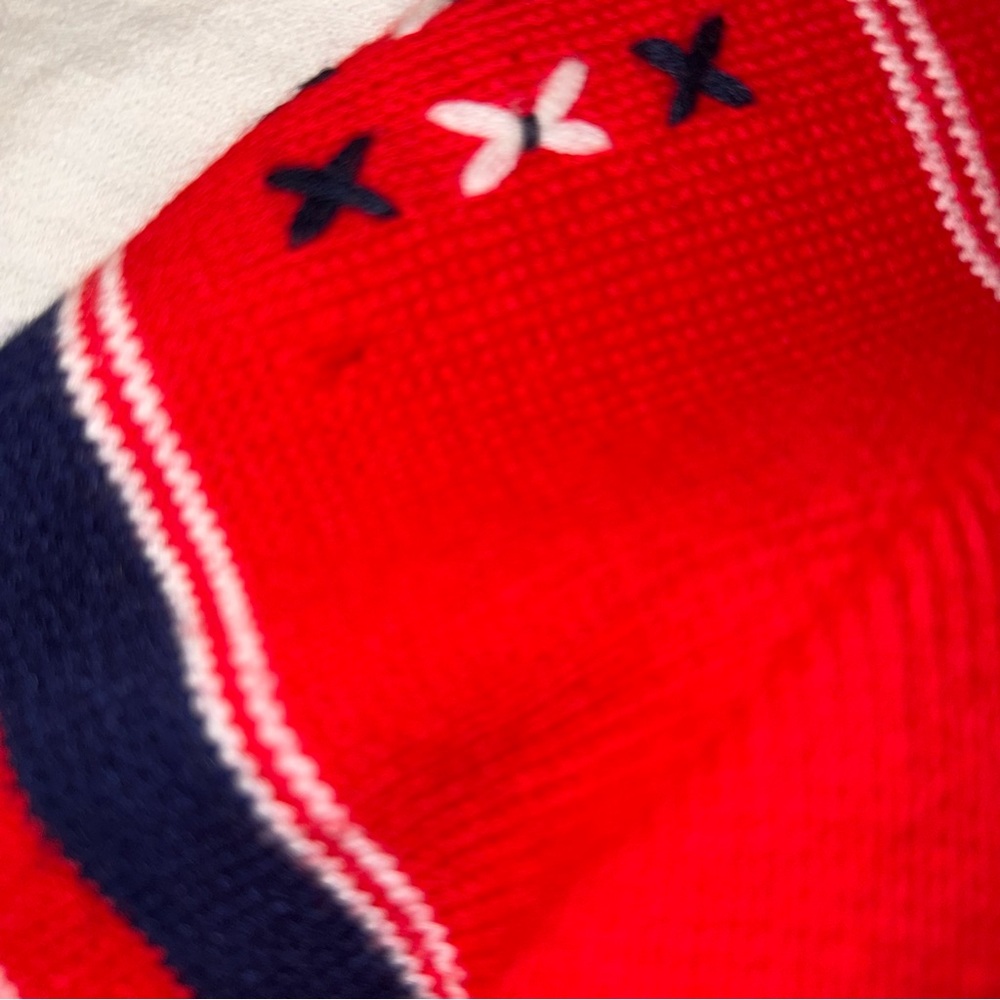 Vintage 60s 70s Veneto by Seaton Ski Sweater Red White Blue DEADSTOCK Knit SM - Picture 5 of 5